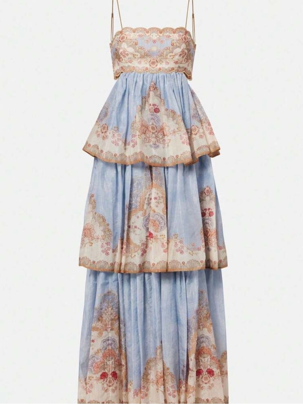 Zimmerman Style Floral Dress in Light Blue and Cream